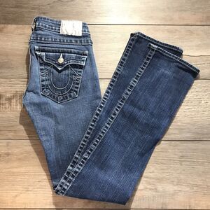 True Religion Women's Billy Jeans Flap Pockets Silver Patch Size 27